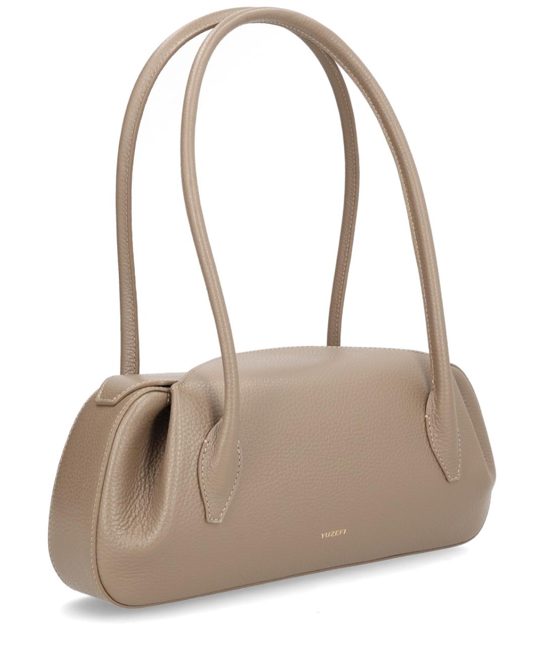 YUZEFI Бежевая кожаная сумка через плечо, фото 2