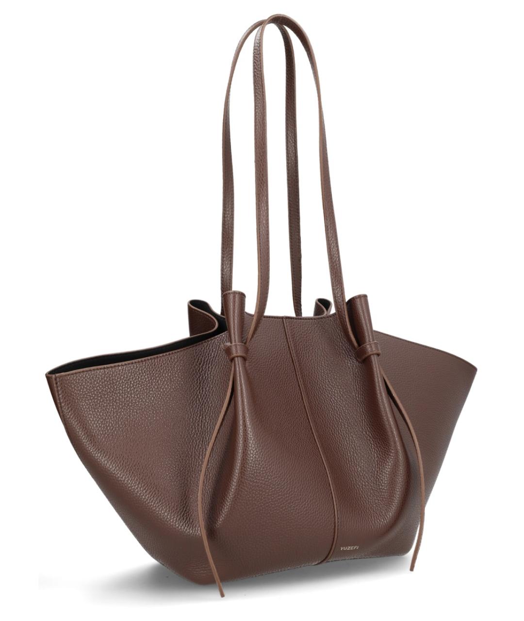 YUZEFI Коричневая кожаная сумка через плечо, фото 2