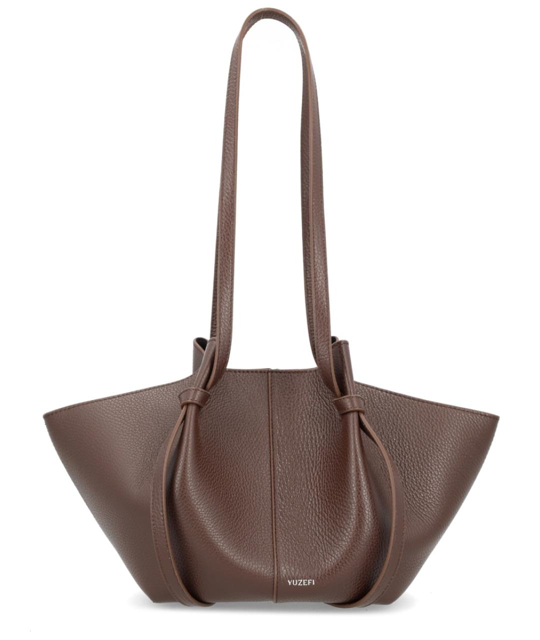 YUZEFI Коричневая кожаная сумка тоут, фото 1