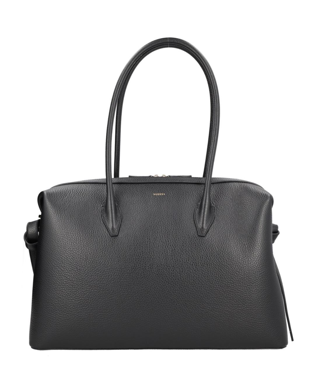 YUZEFI Черная кожаная сумка через плечо, фото 1