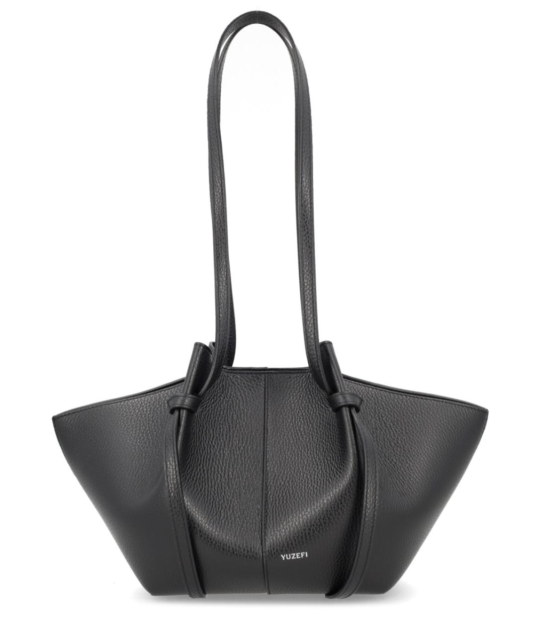 YUZEFI Черная кожаная сумка через плечо, фото 1