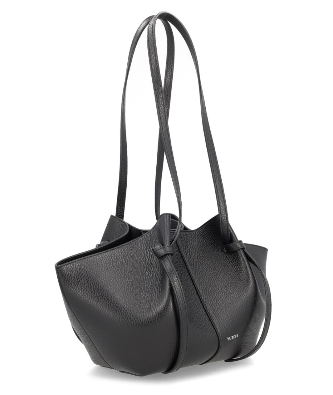 YUZEFI Черная кожаная сумка через плечо, фото 2
