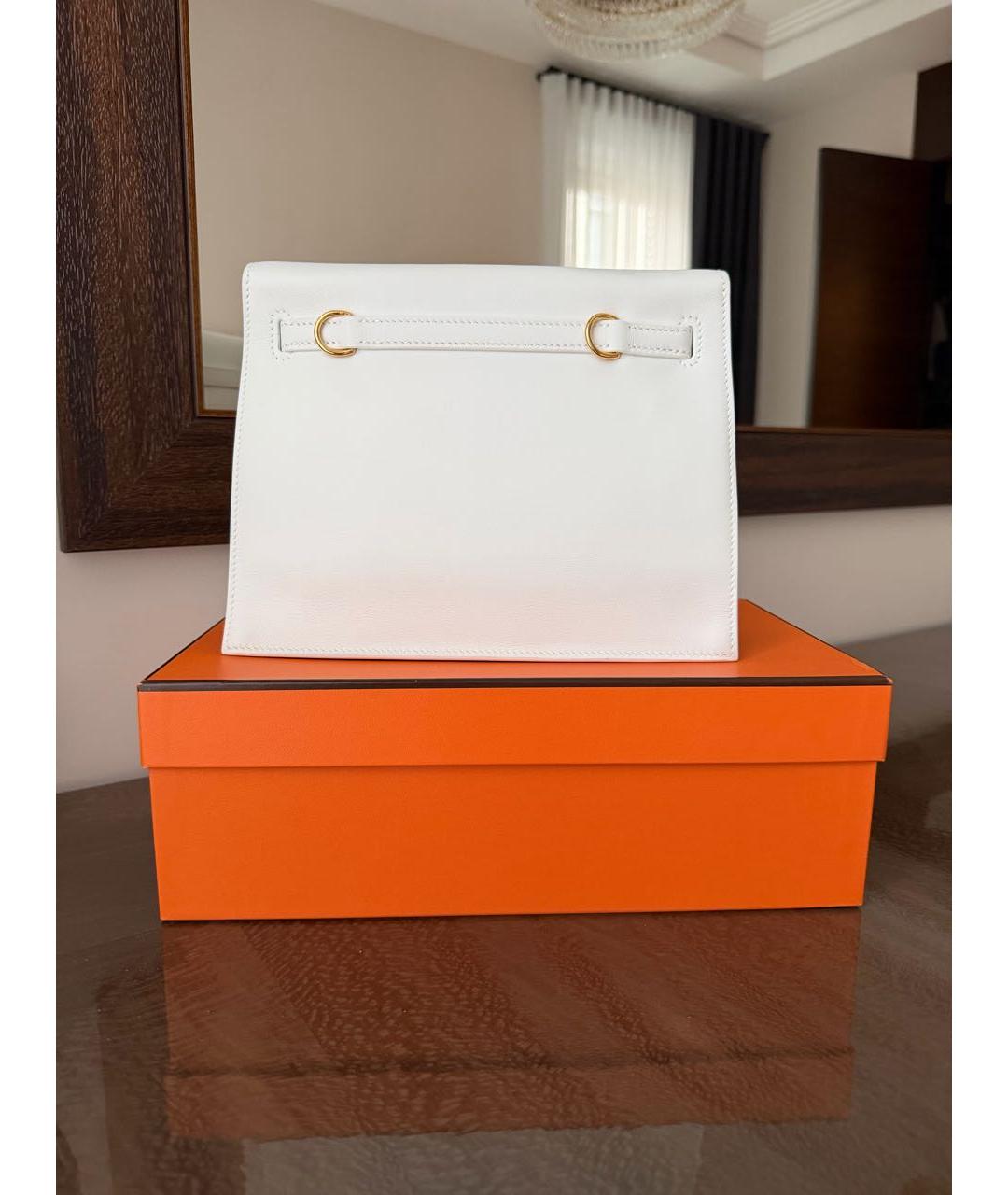 HERMES Белая кожаная сумка через плечо, фото 2