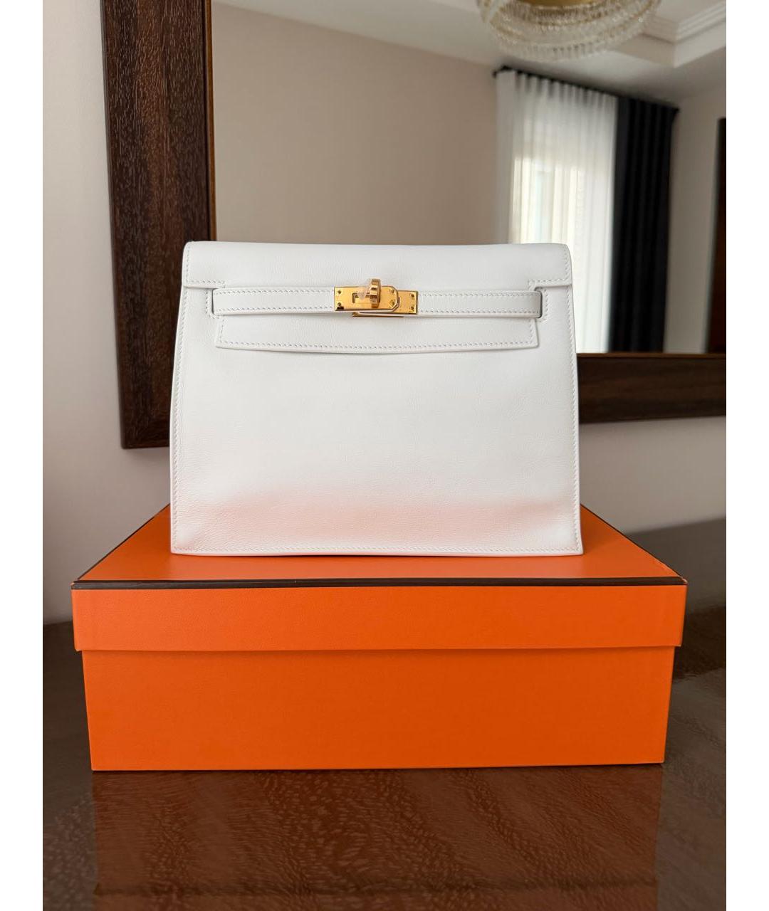 HERMES Белая кожаная сумка через плечо, фото 6