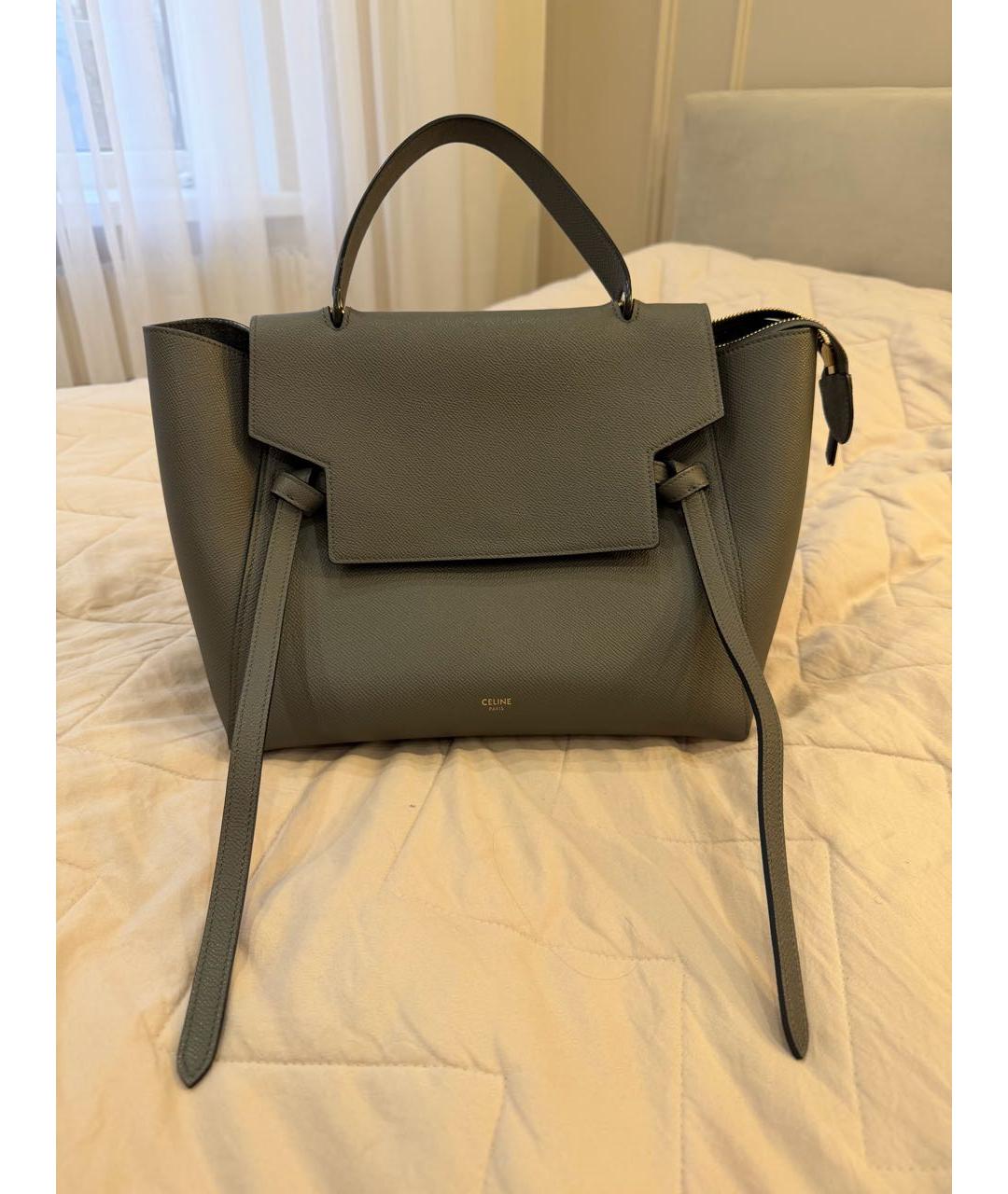 CELINE Серая кожаная сумка через плечо, фото 7