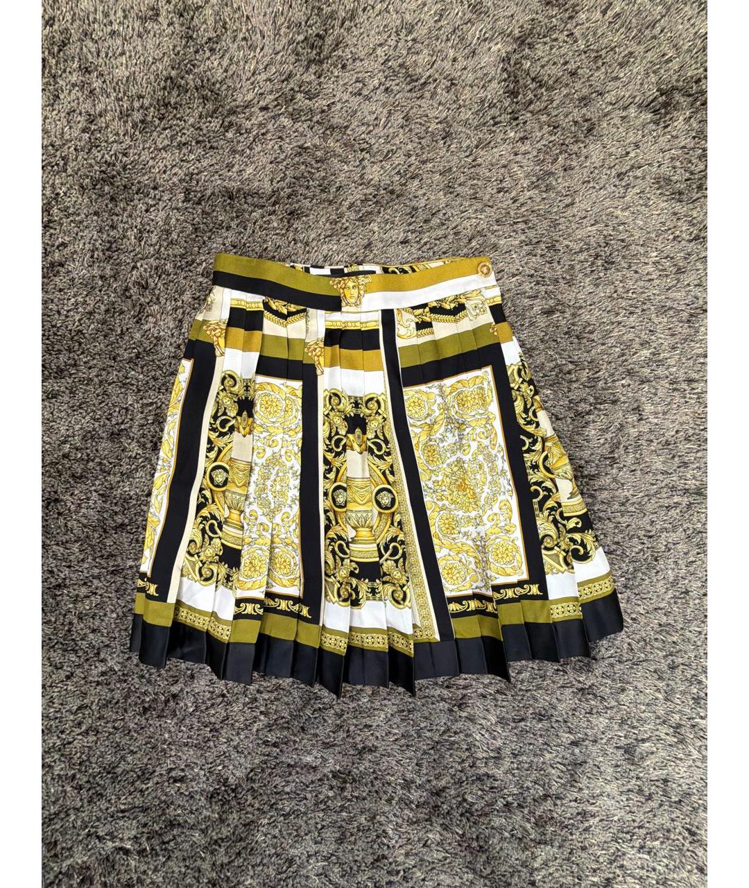 VERSACE Мульти шелковая юбка мини, фото 5
