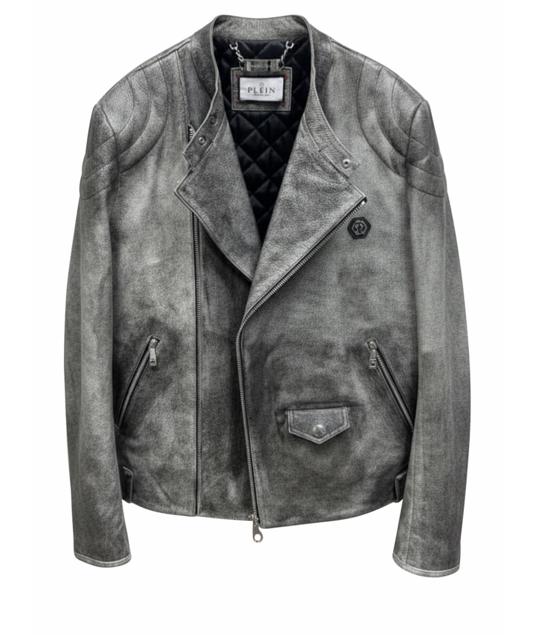 PHILIPP PLEIN Серая кожаная куртка, фото 1