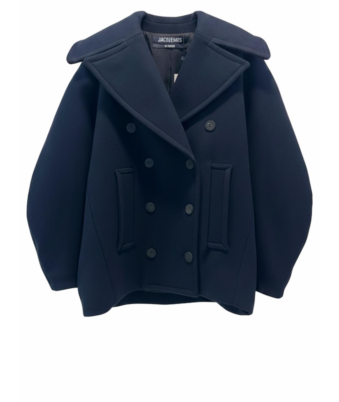 JACQUEMUS Темно-синее шерстяное пальто, фото 1