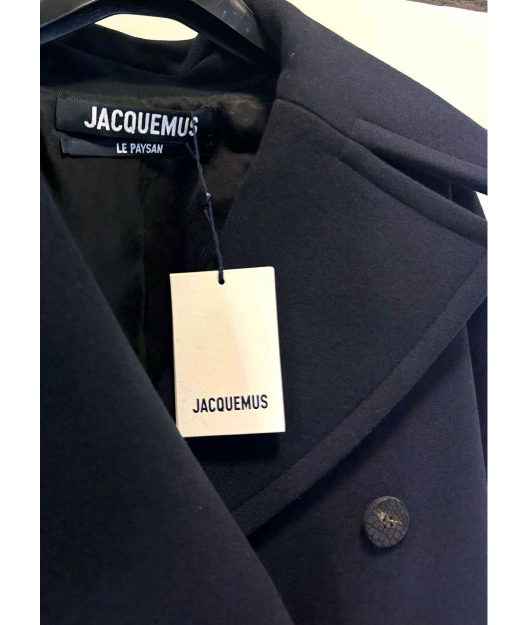 JACQUEMUS Темно-синее шерстяное пальто, фото 3