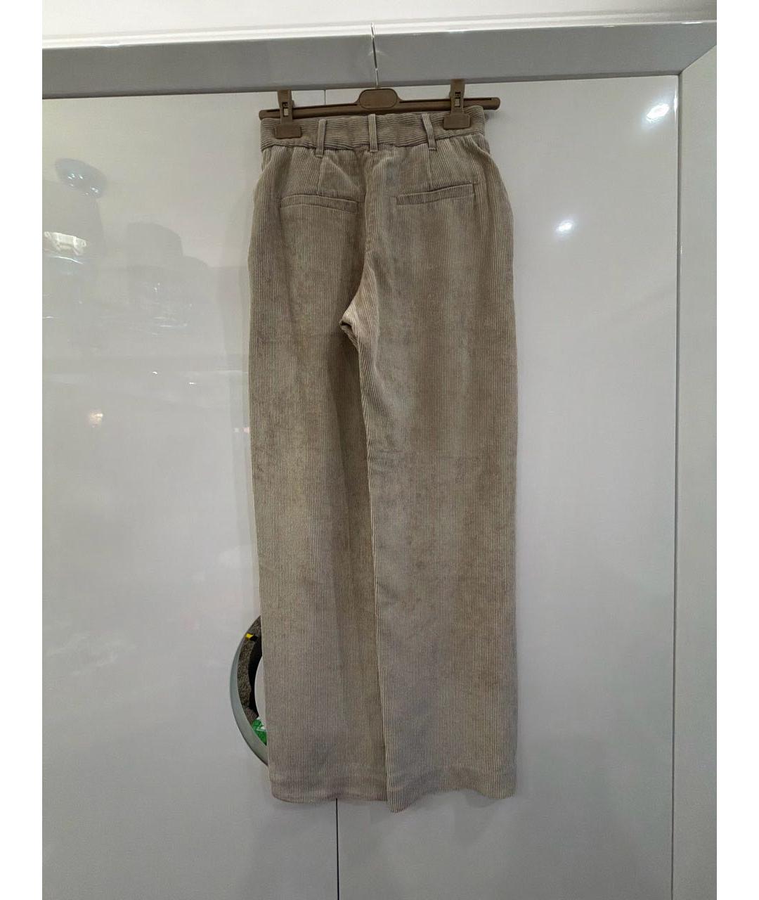 BRUNELLO CUCINELLI Бежевые вискозные прямые брюки, фото 2