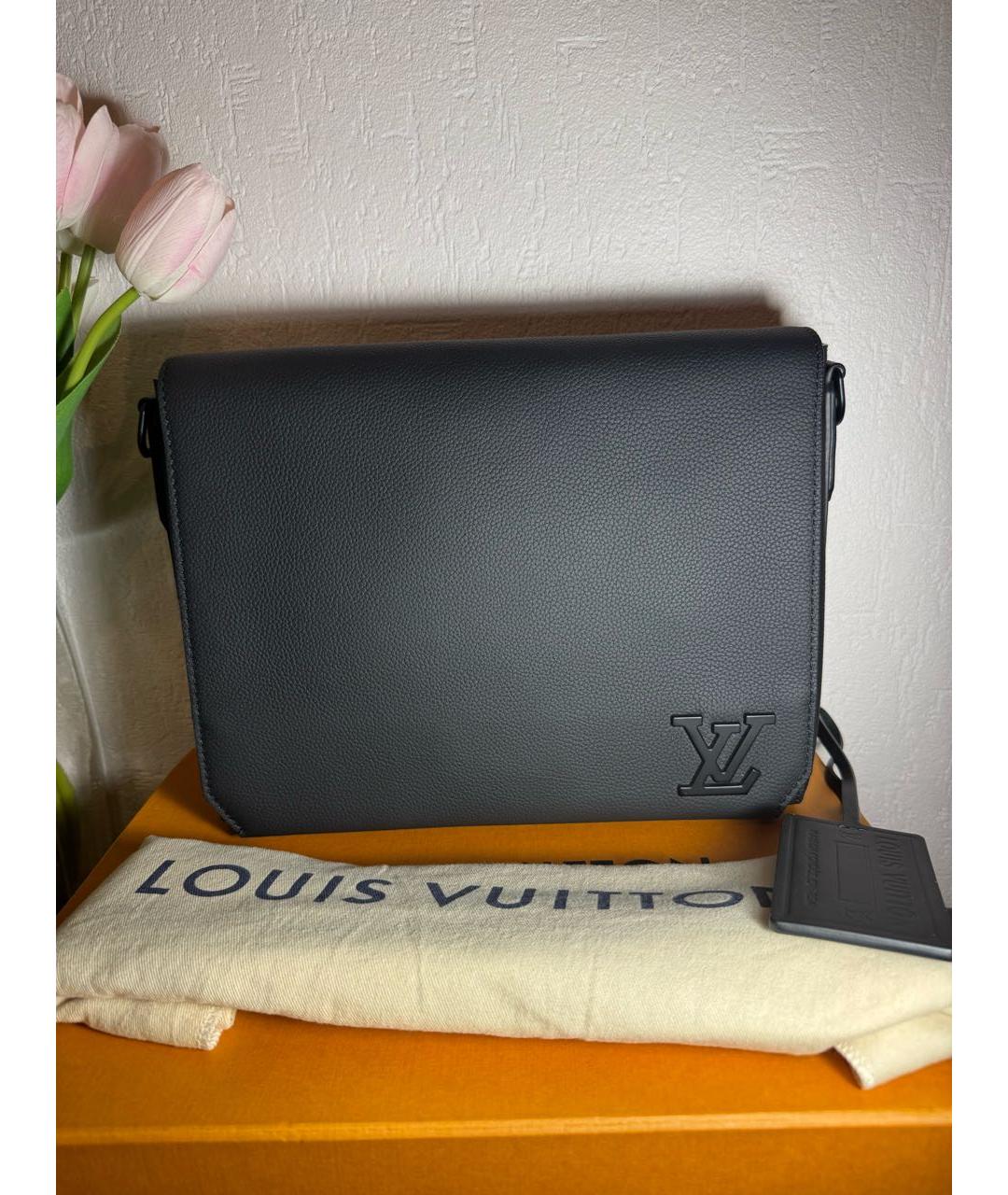 LOUIS VUITTON Черная кожаная сумка на плечо, фото 9