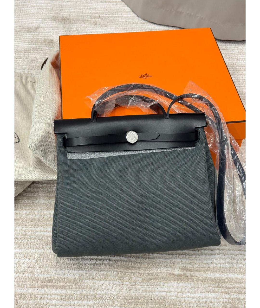 HERMES Серая тканевая сумка через плечо, фото 3