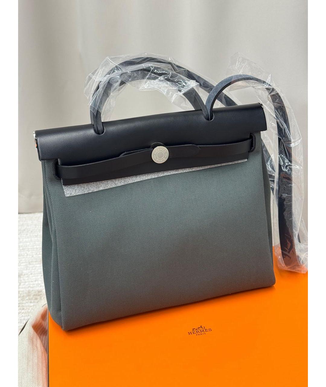 HERMES Серая тканевая сумка через плечо, фото 5