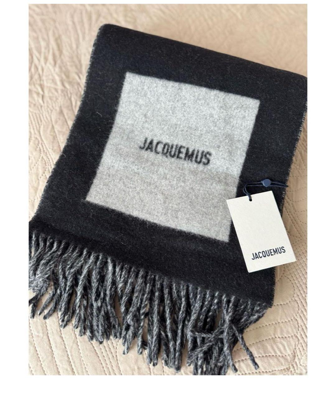 JACQUEMUS Черный шерстяной шарф, фото 4