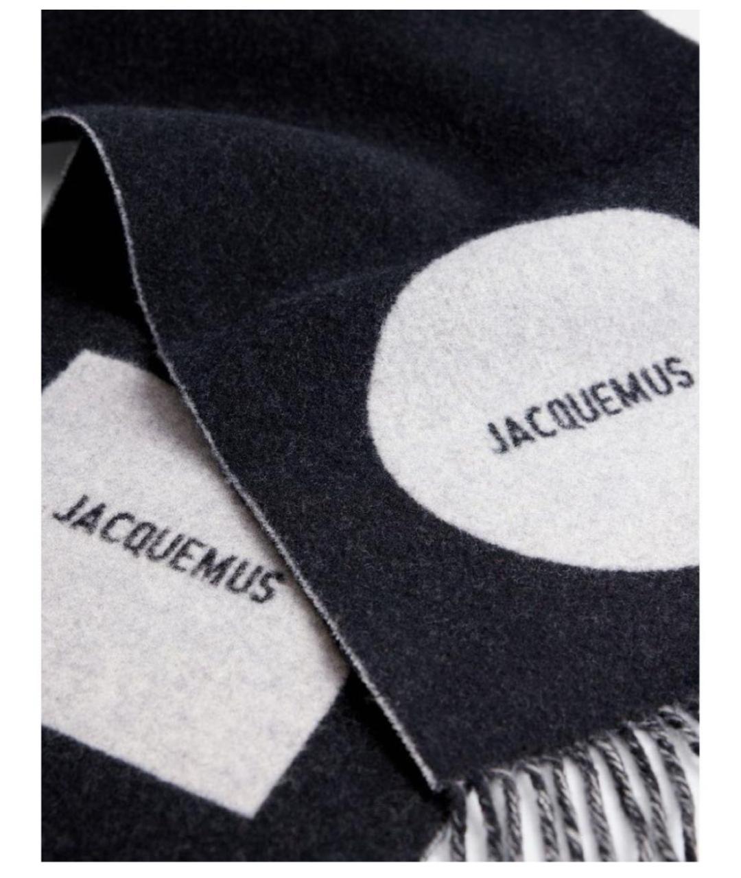 JACQUEMUS Черный шерстяной шарф, фото 3
