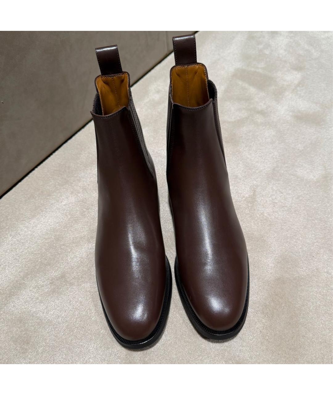 LORO PIANA Коричневые кожаные ботинки, фото 3