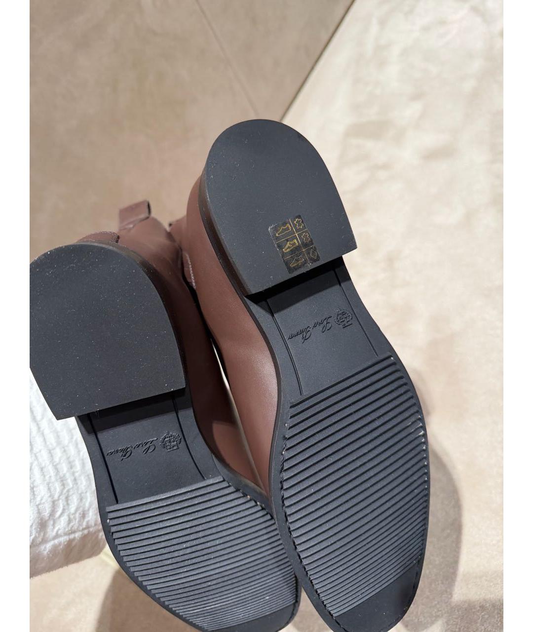 LORO PIANA Коричневые кожаные ботинки, фото 4