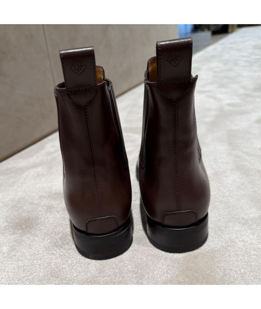 LORO PIANA Коричневые кожаные ботинки, фото 5