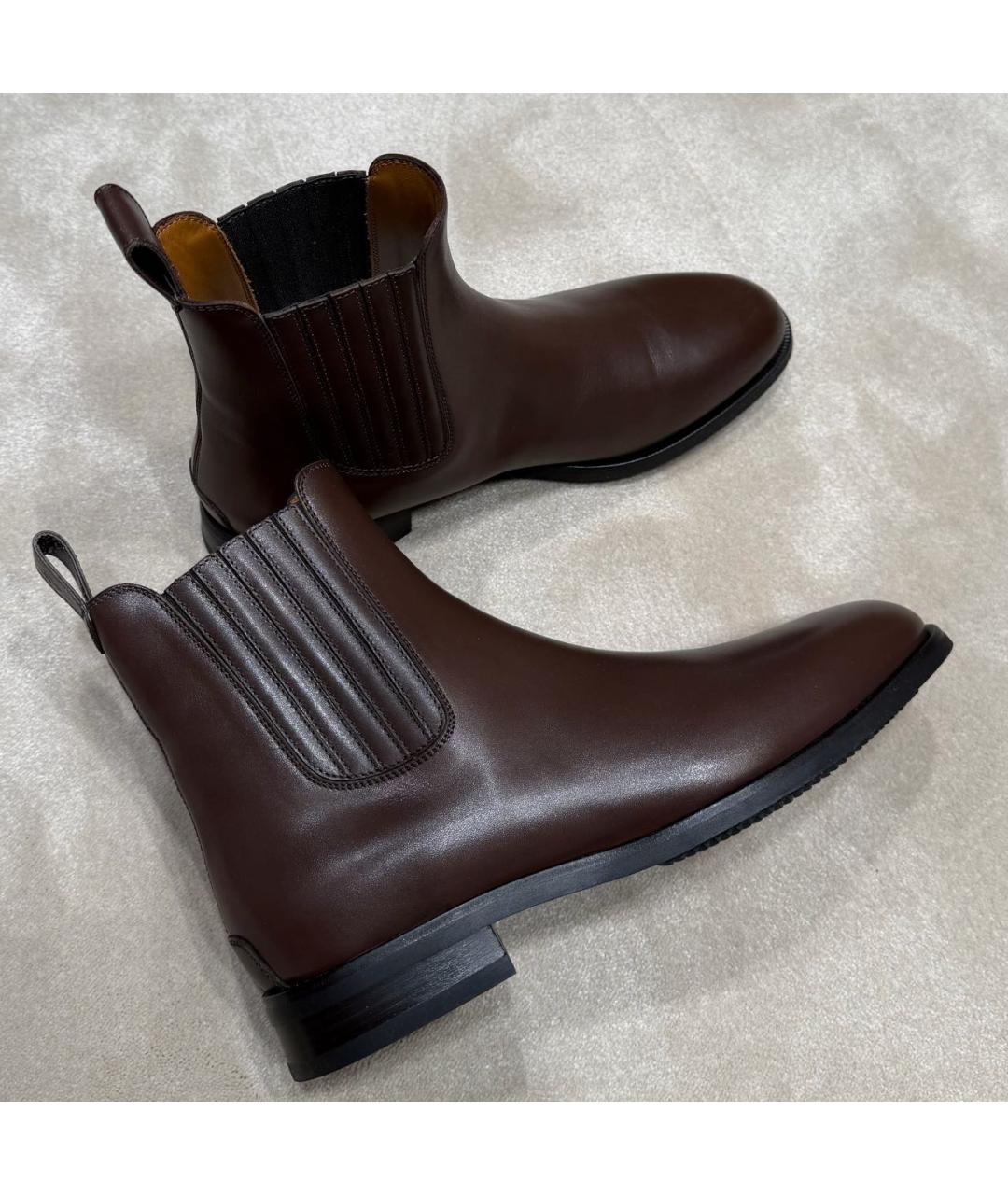 LORO PIANA Коричневые кожаные ботинки, фото 6
