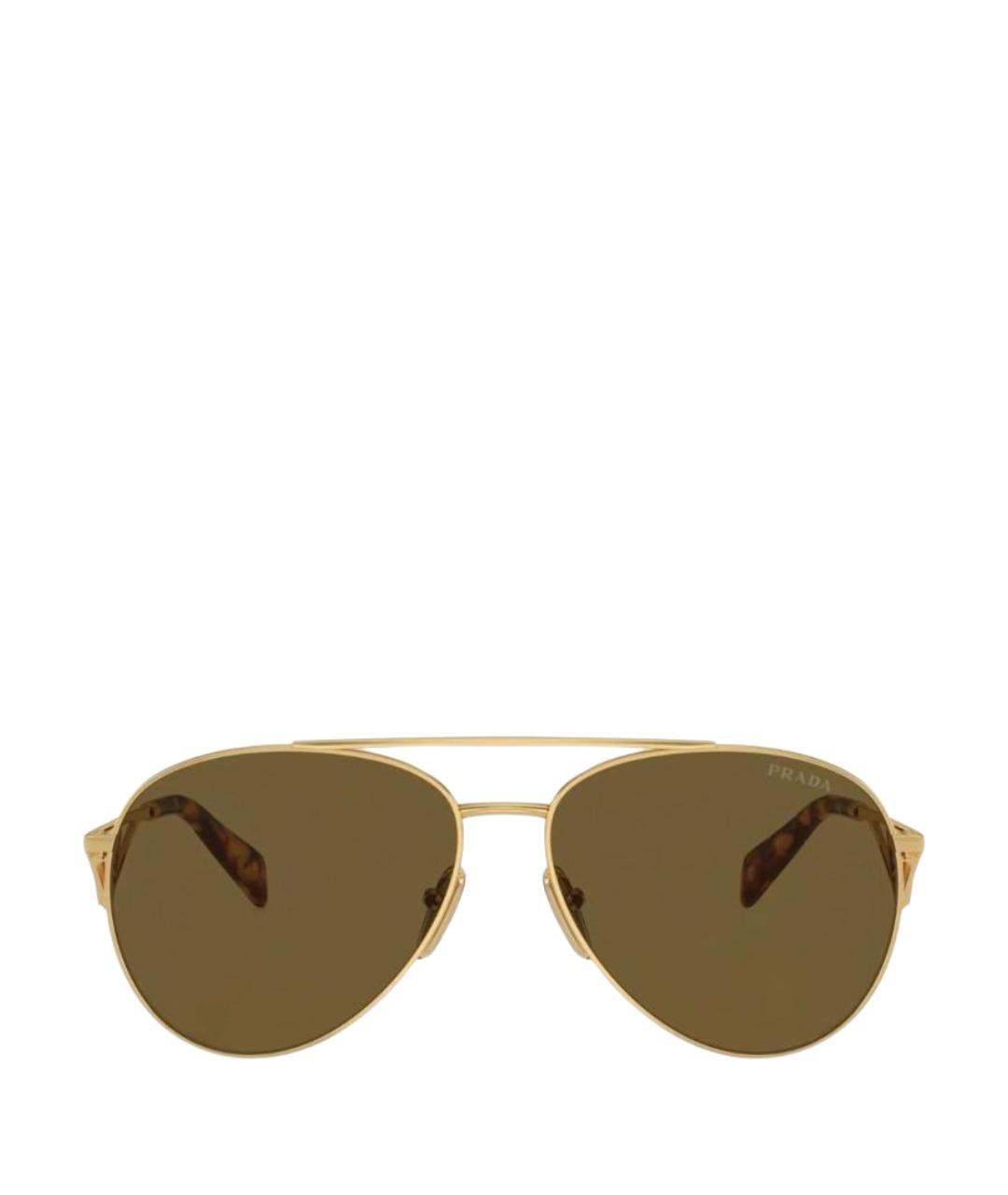 PRADA Золотые металлические солнцезащитные очки, фото 1