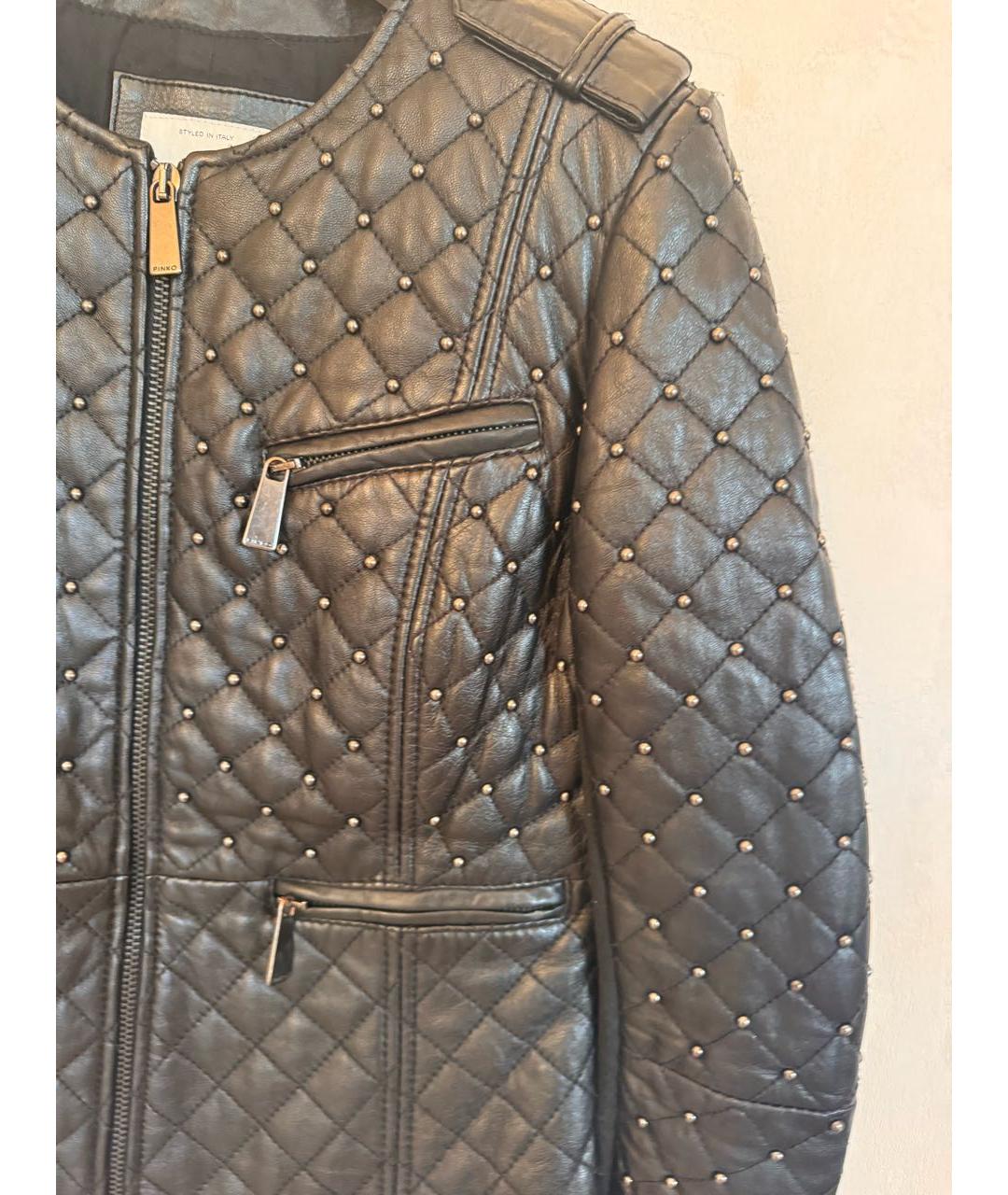 PINKO Черная кожаная куртка, фото 3