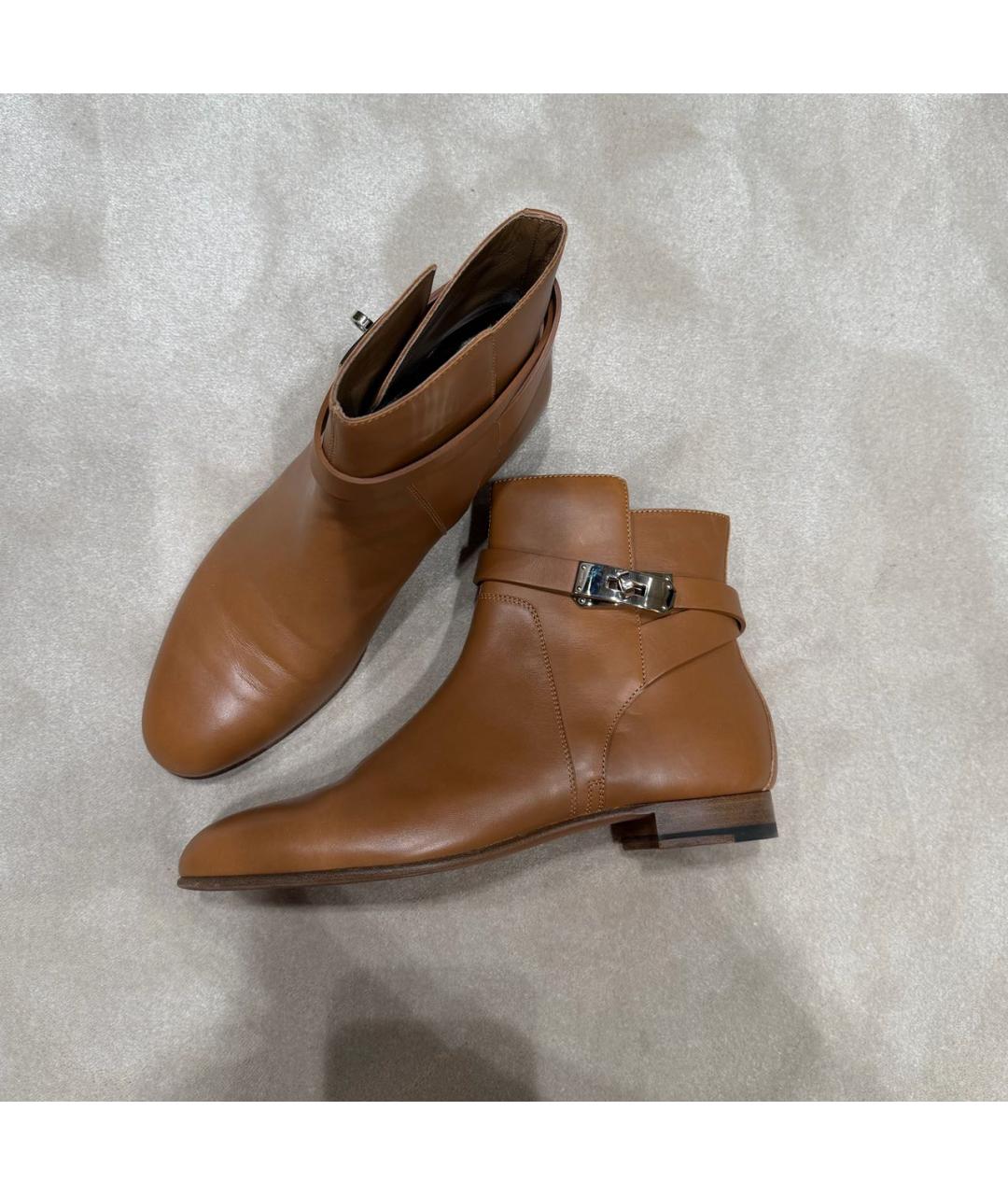 HERMES Коричневые кожаные ботинки, фото 5