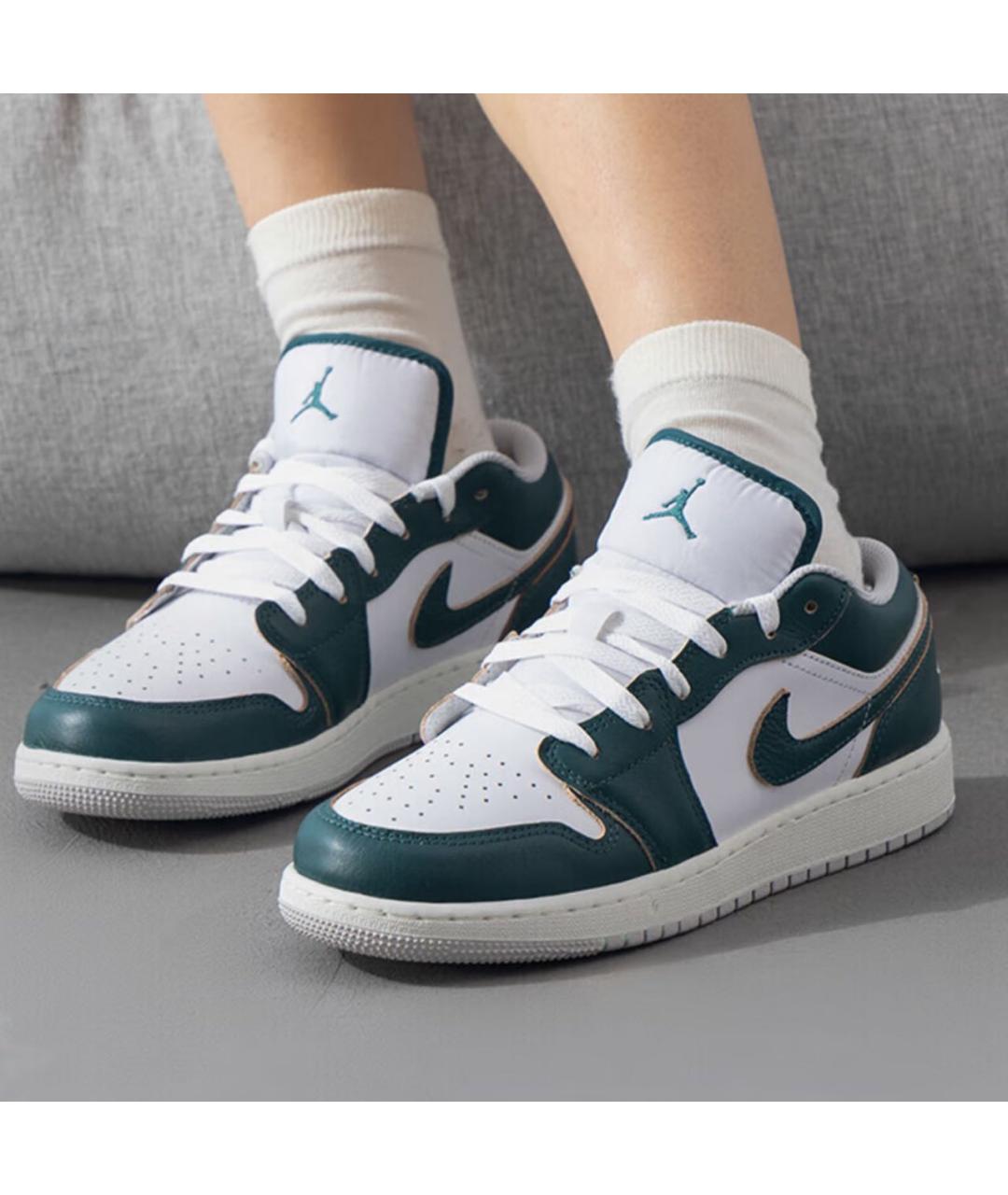 JORDAN Зеленые кожаные кроссовки, фото 2