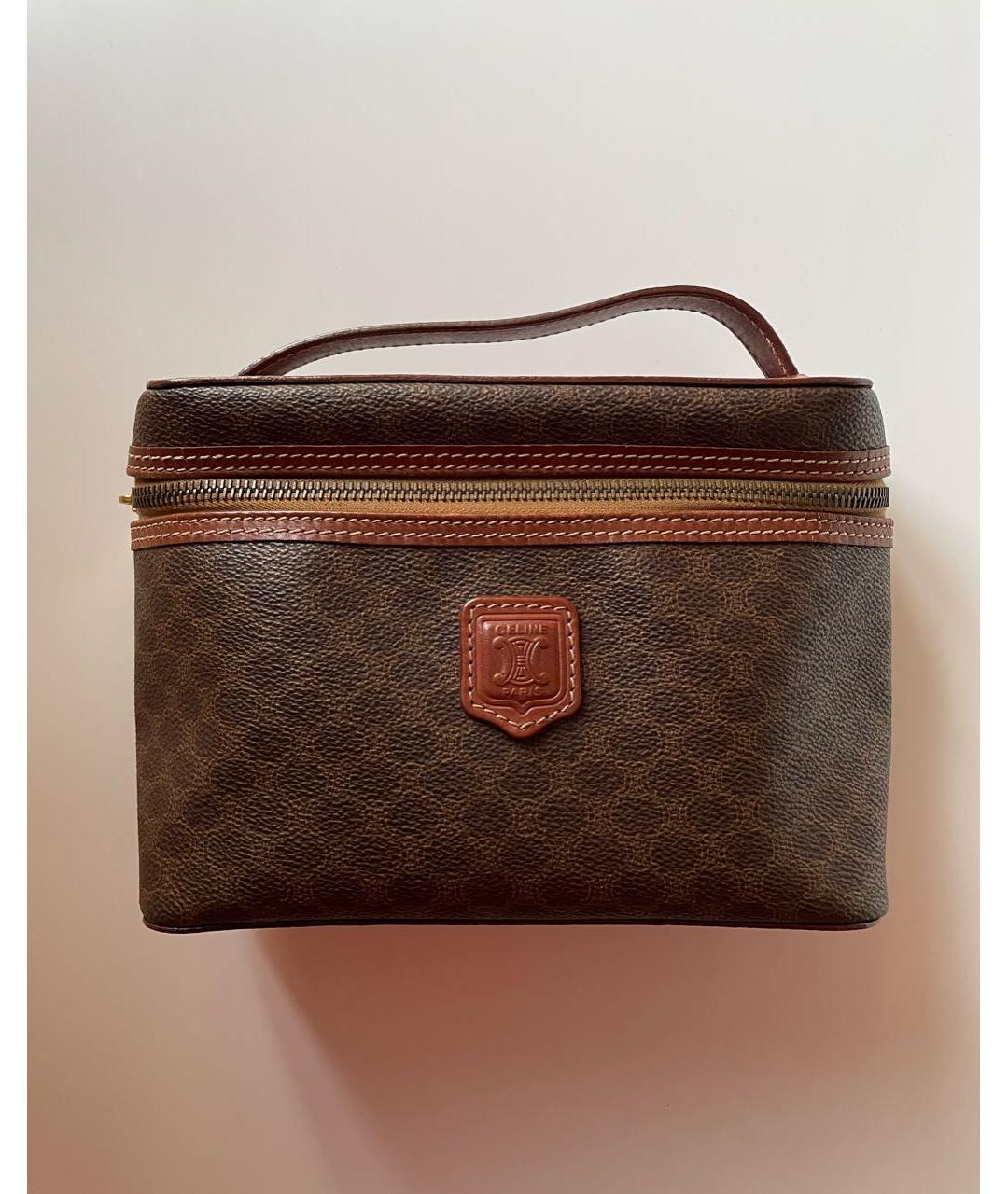 CELINE Коричневая кожаная сумка с короткими ручками, фото 9