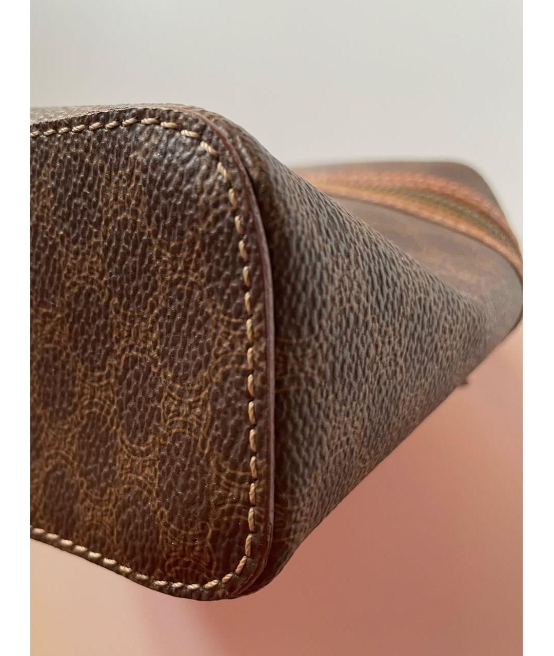 CELINE Коричневая кожаная сумка с короткими ручками, фото 5