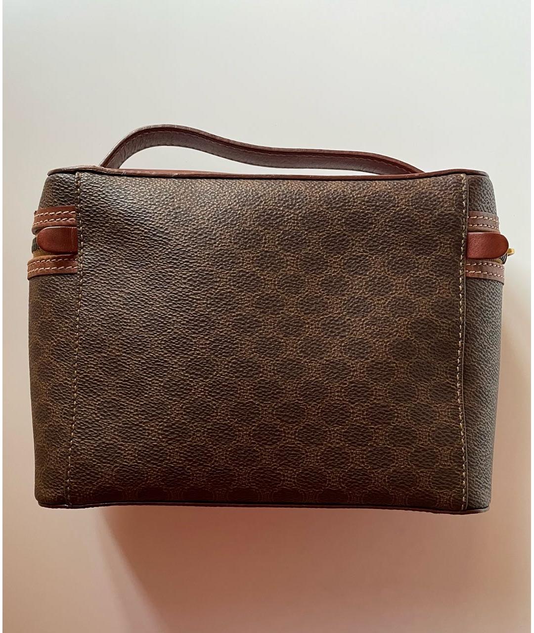 CELINE Коричневая кожаная сумка с короткими ручками, фото 3