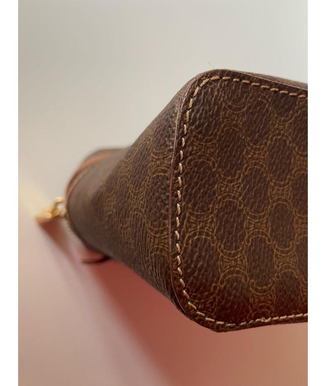 CELINE Коричневая кожаная сумка с короткими ручками, фото 6