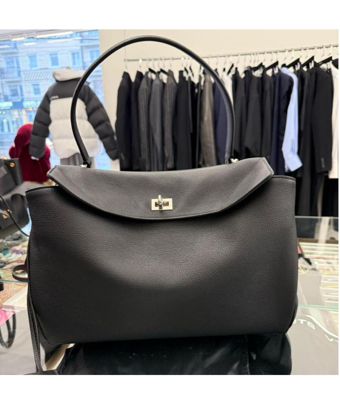 BALENCIAGA Черная кожаная сумка с короткими ручками, фото 7