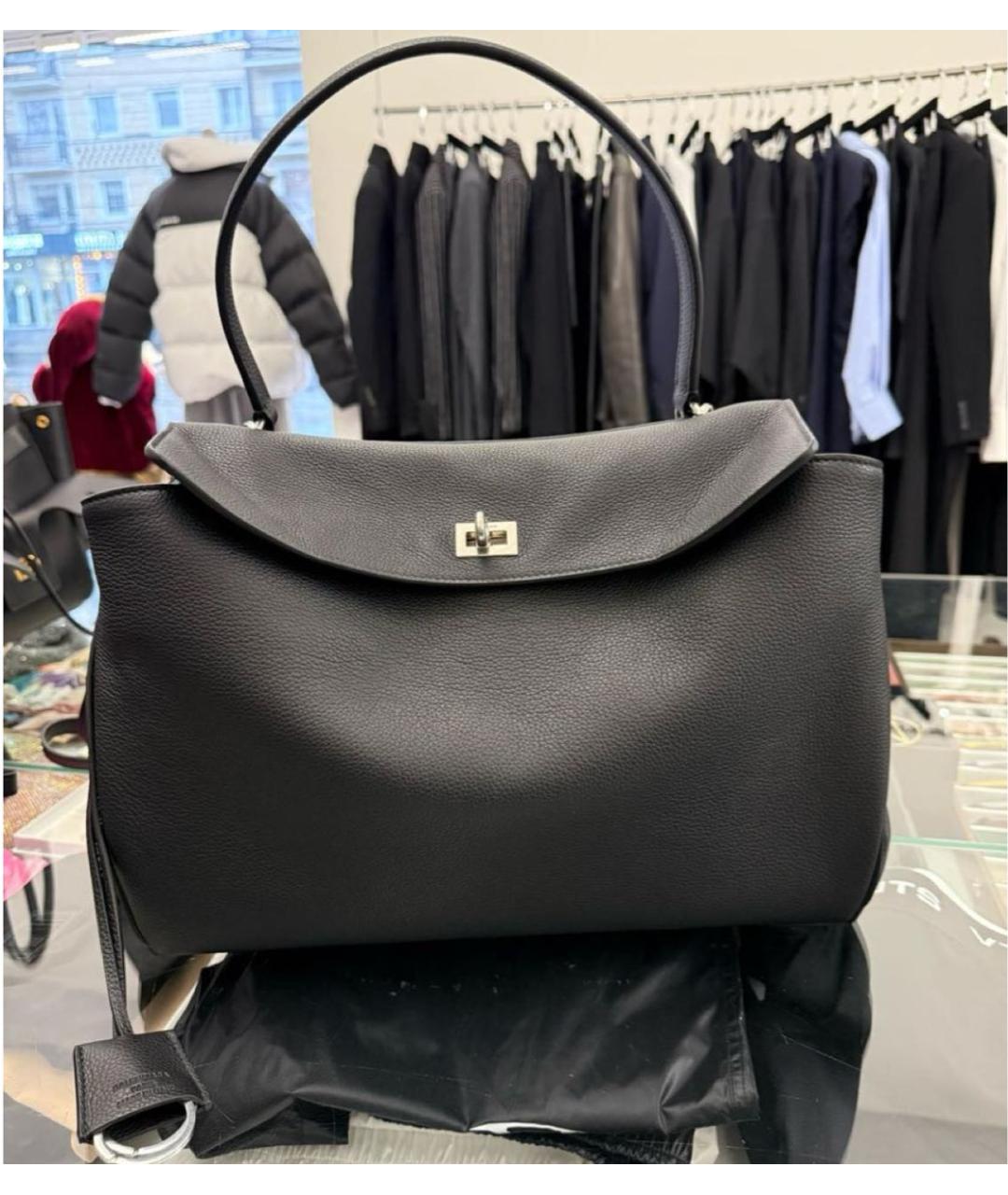 BALENCIAGA Черная кожаная сумка с короткими ручками, фото 6