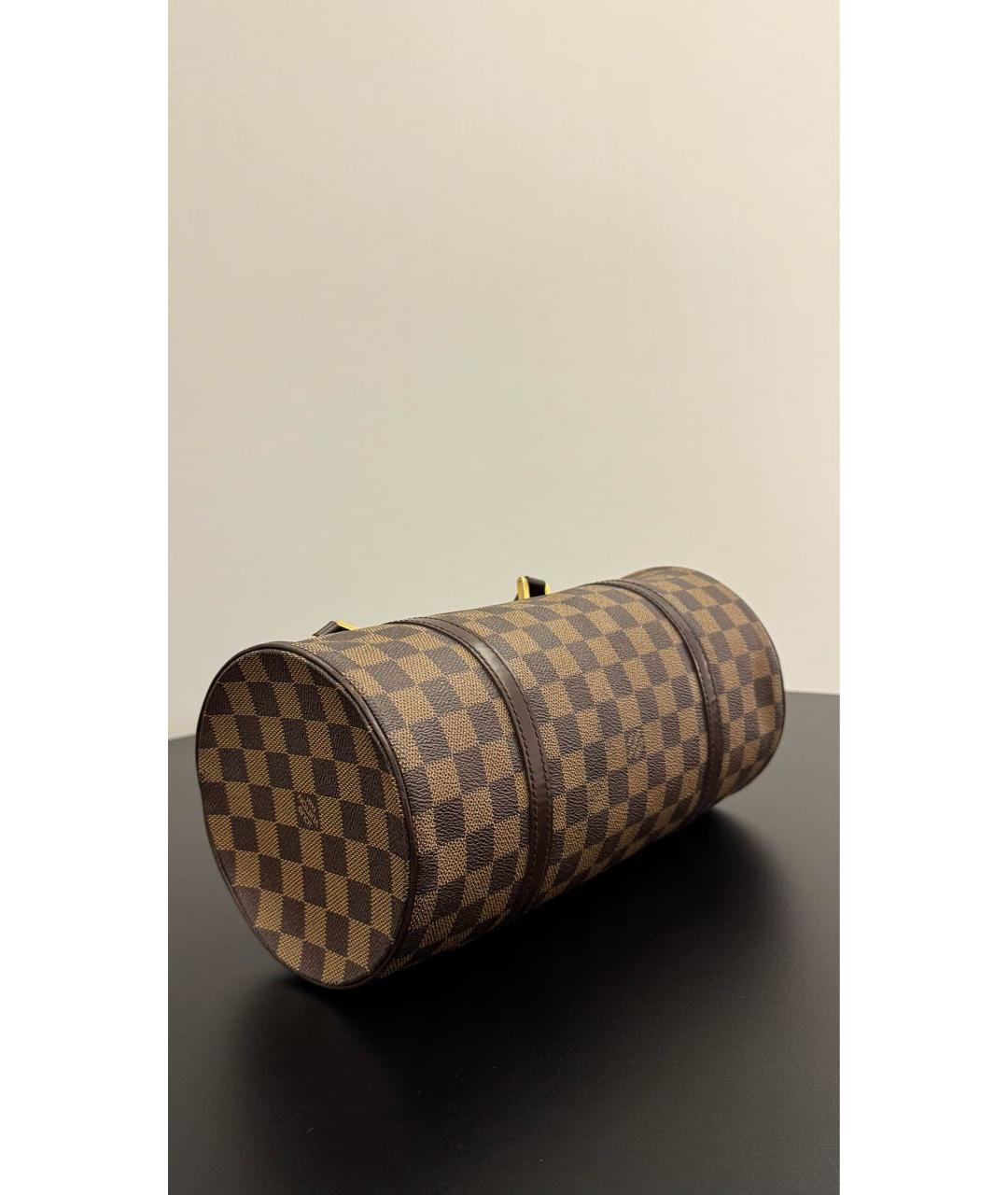 LOUIS VUITTON Коричневая кожаная сумка с короткими ручками, фото 7