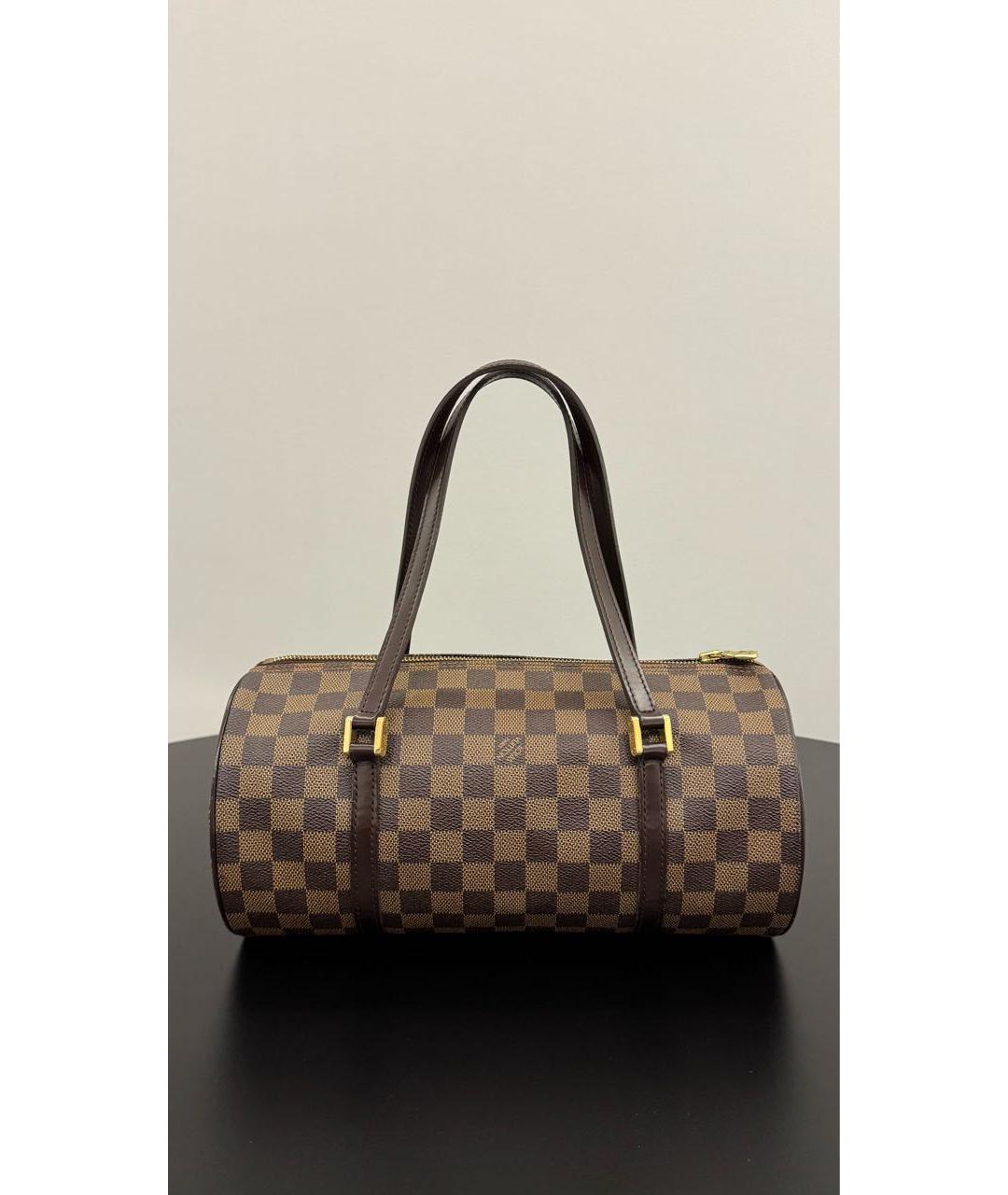 LOUIS VUITTON Коричневая кожаная сумка с короткими ручками, фото 3