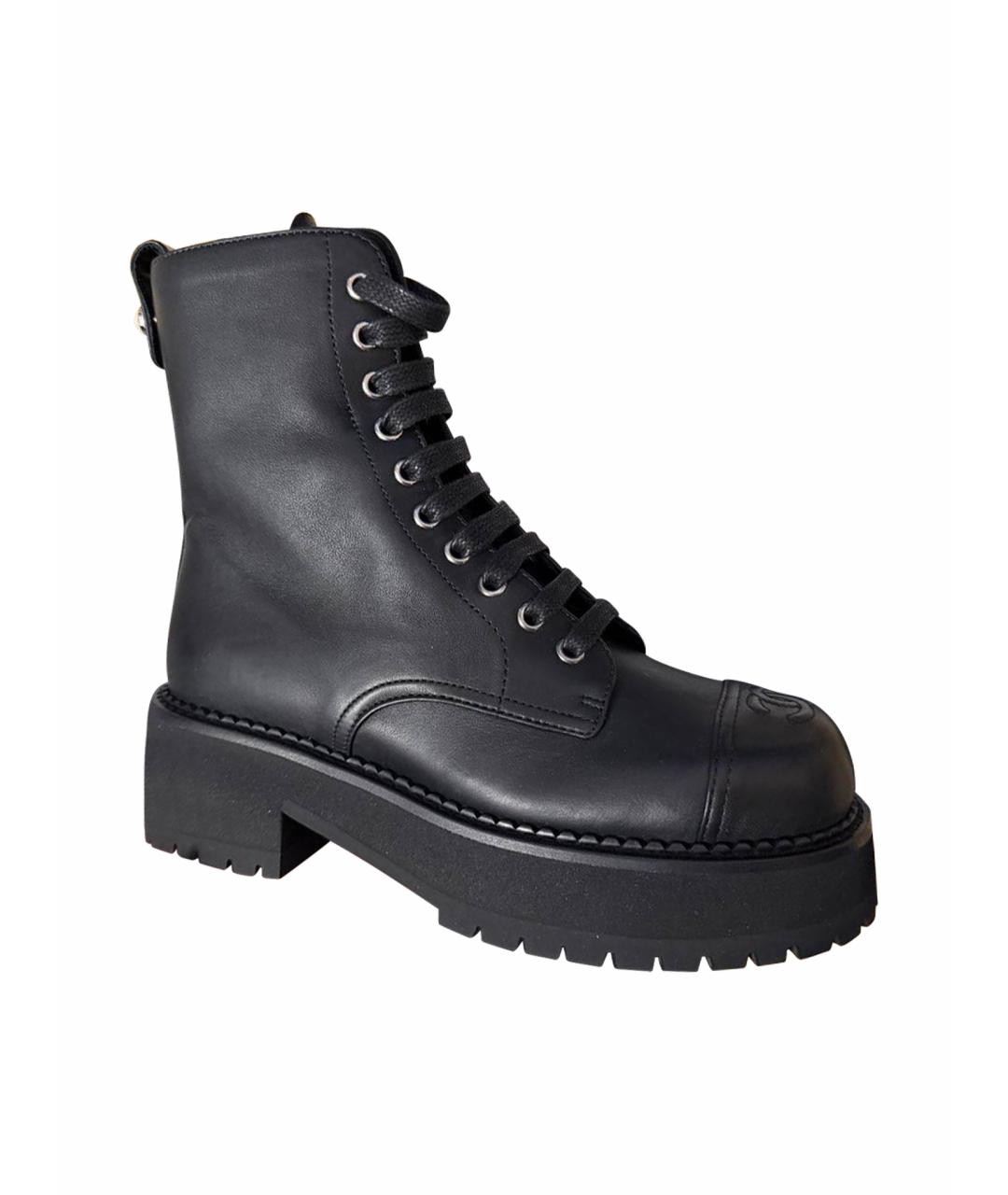 CHANEL Черные кожаные ботинки, фото 1