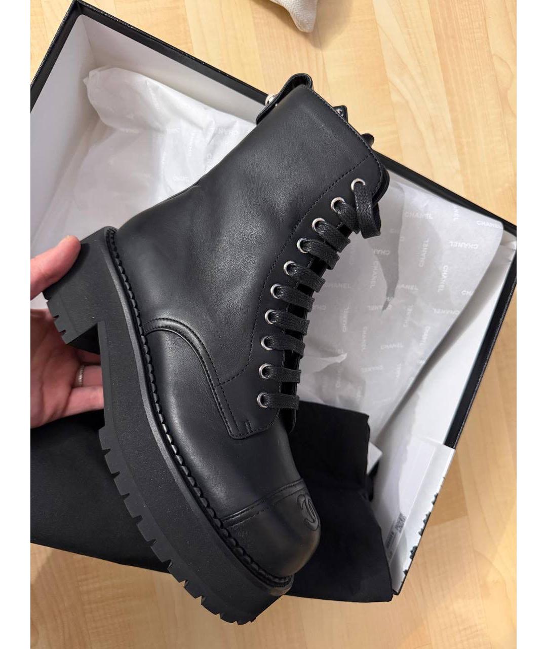 CHANEL Черные кожаные ботинки, фото 5