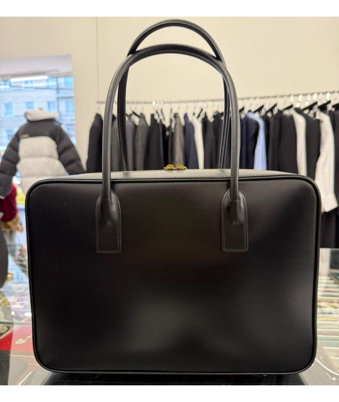 SAINT LAURENT Черная кожаная сумка с короткими ручками, фото 3