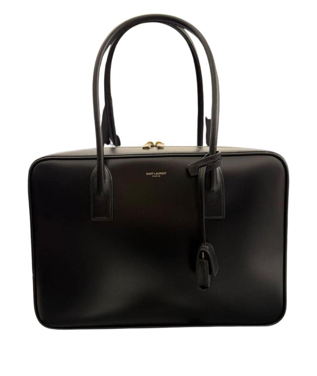 SAINT LAURENT Черная кожаная сумка с короткими ручками, фото 1