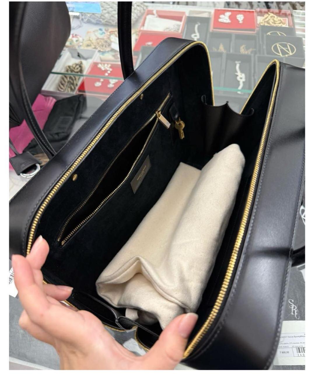 SAINT LAURENT Черная кожаная сумка с короткими ручками, фото 4