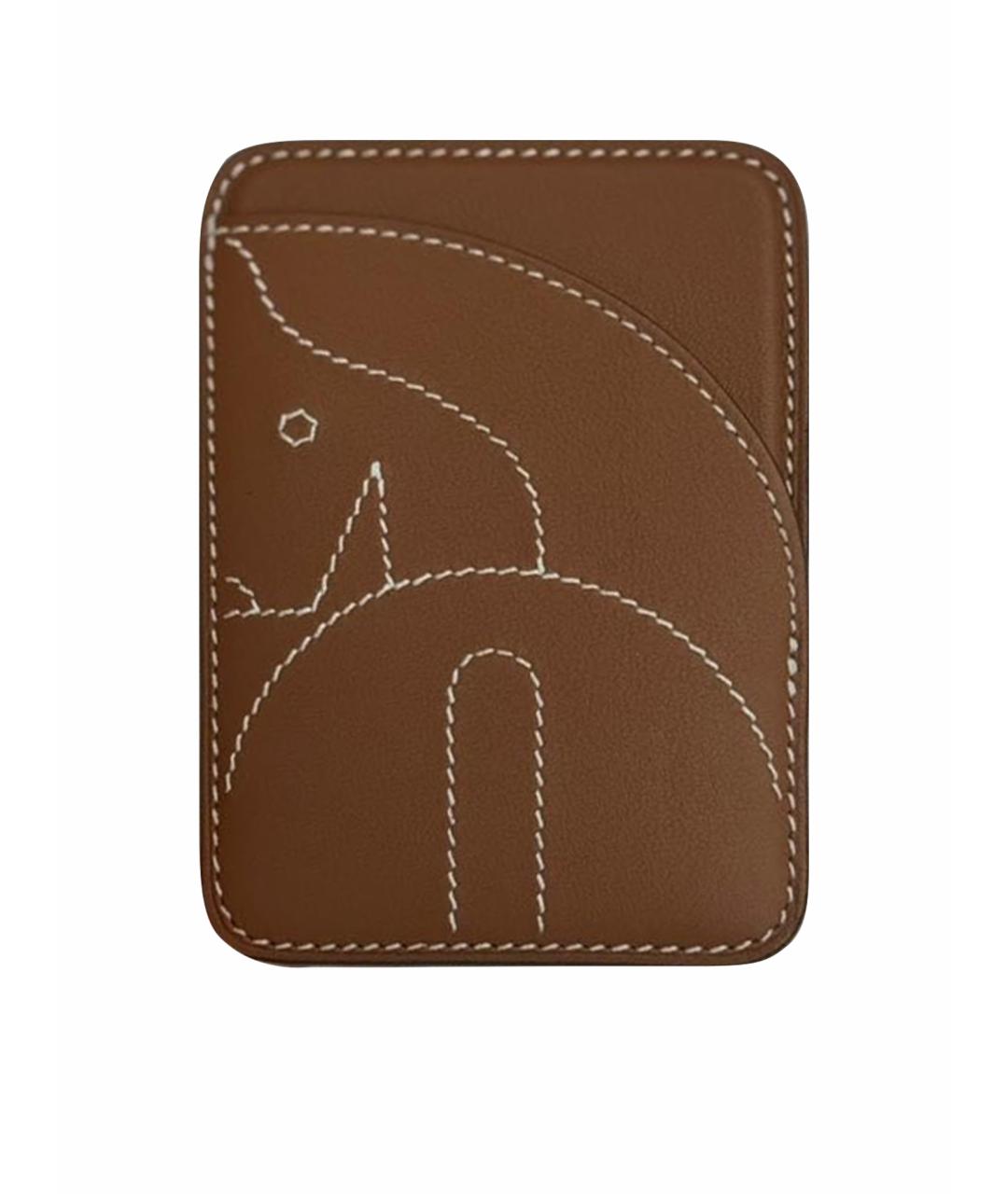 HERMES Бежевый кожаный кардхолдер, фото 1