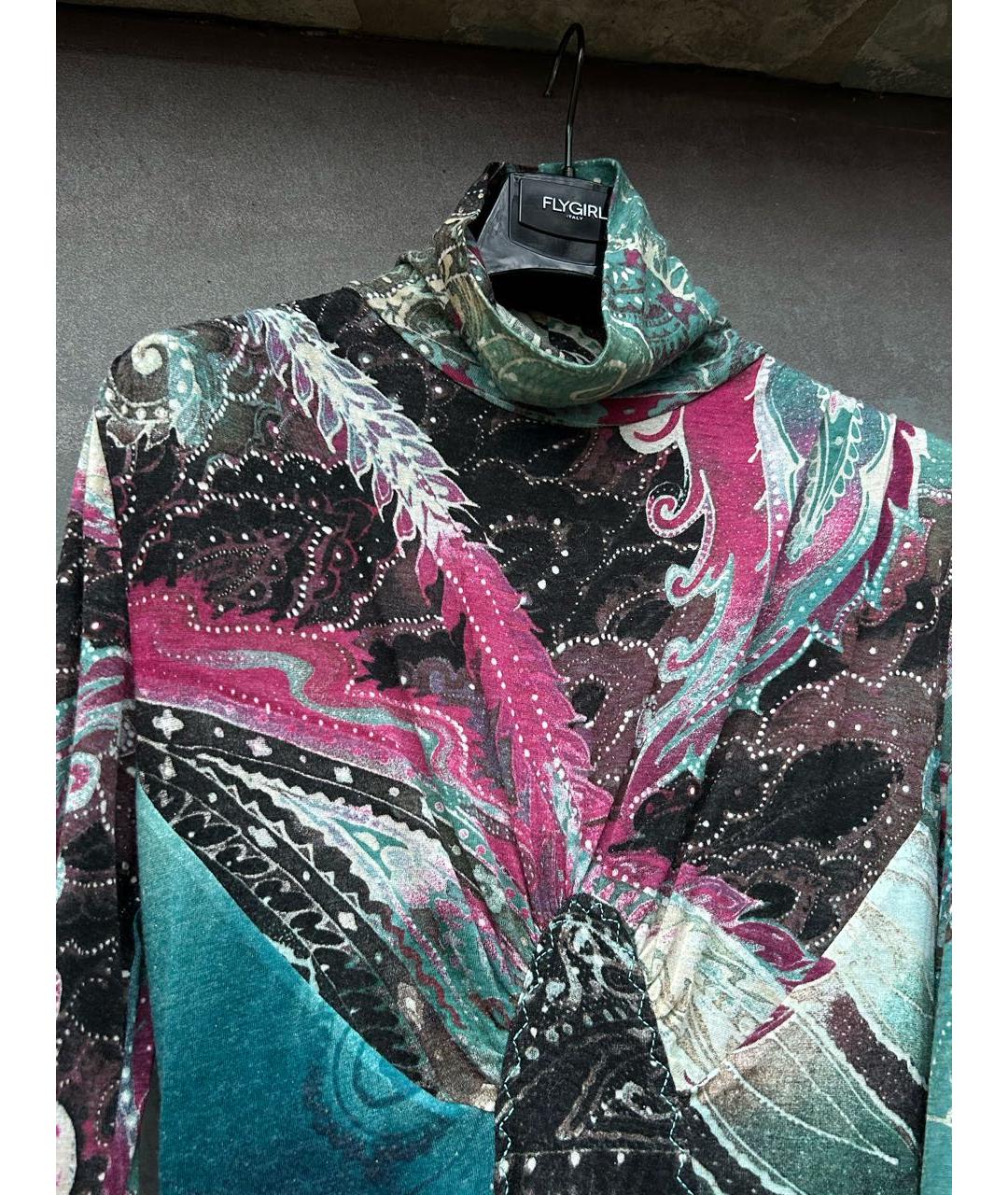 ROBERTO CAVALLI Бирюзовое шерстяное повседневное платье, фото 7