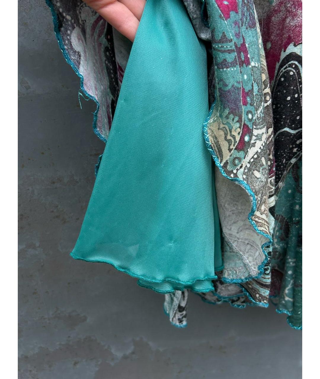 ROBERTO CAVALLI Бирюзовое шерстяное повседневное платье, фото 5