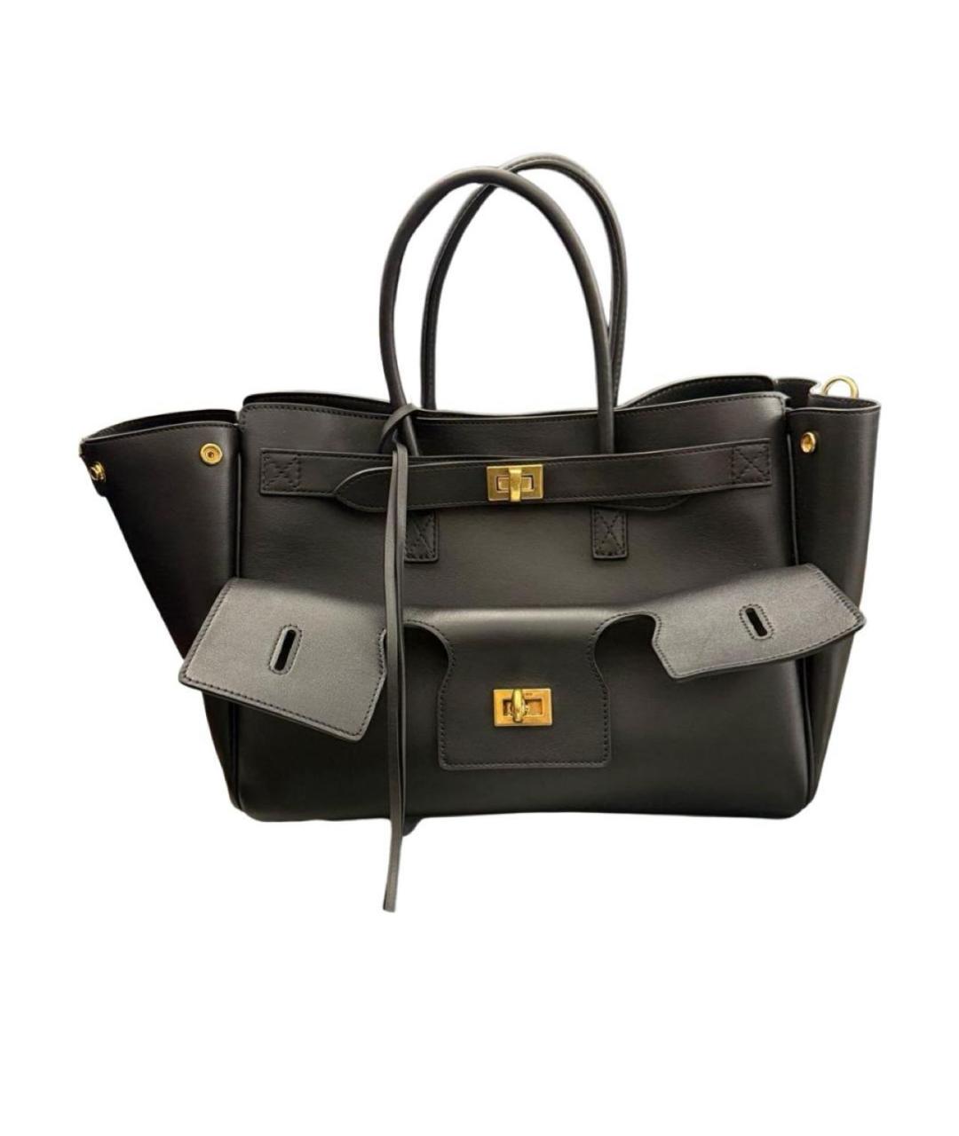 BALENCIAGA Черная кожаная сумка с короткими ручками, фото 1