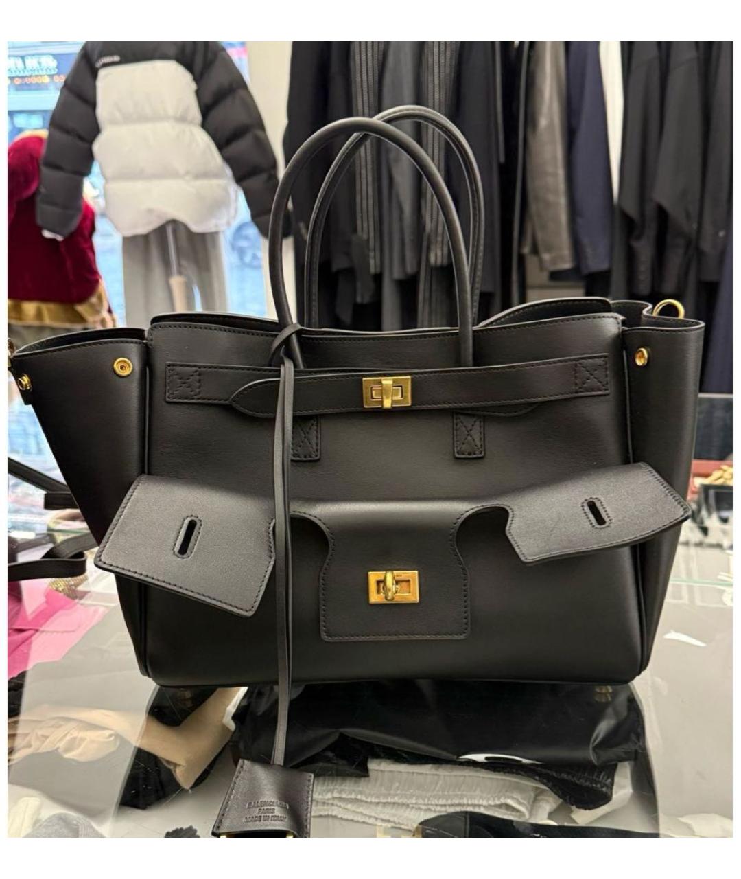 BALENCIAGA Черная кожаная сумка с короткими ручками, фото 6