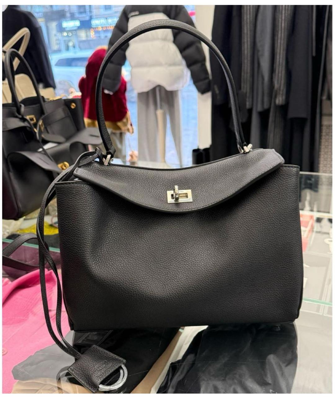 BALENCIAGA Черная кожаная сумка с короткими ручками, фото 6