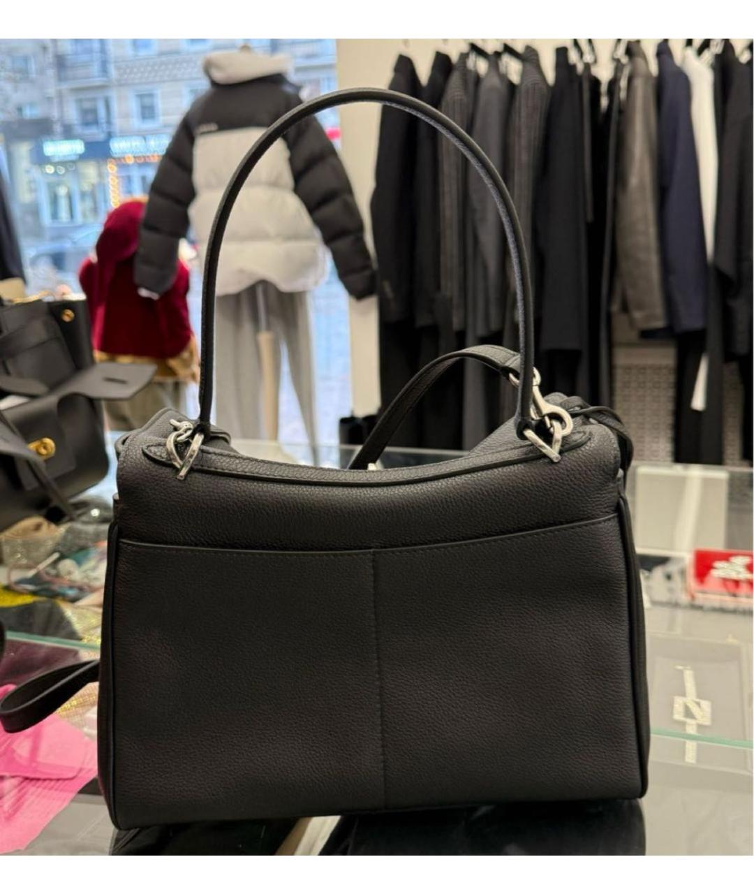 BALENCIAGA Черная кожаная сумка с короткими ручками, фото 3