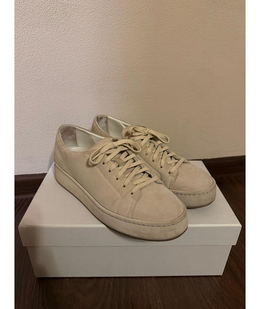 SANTONI Бежевые замшевые кеды, фото 2