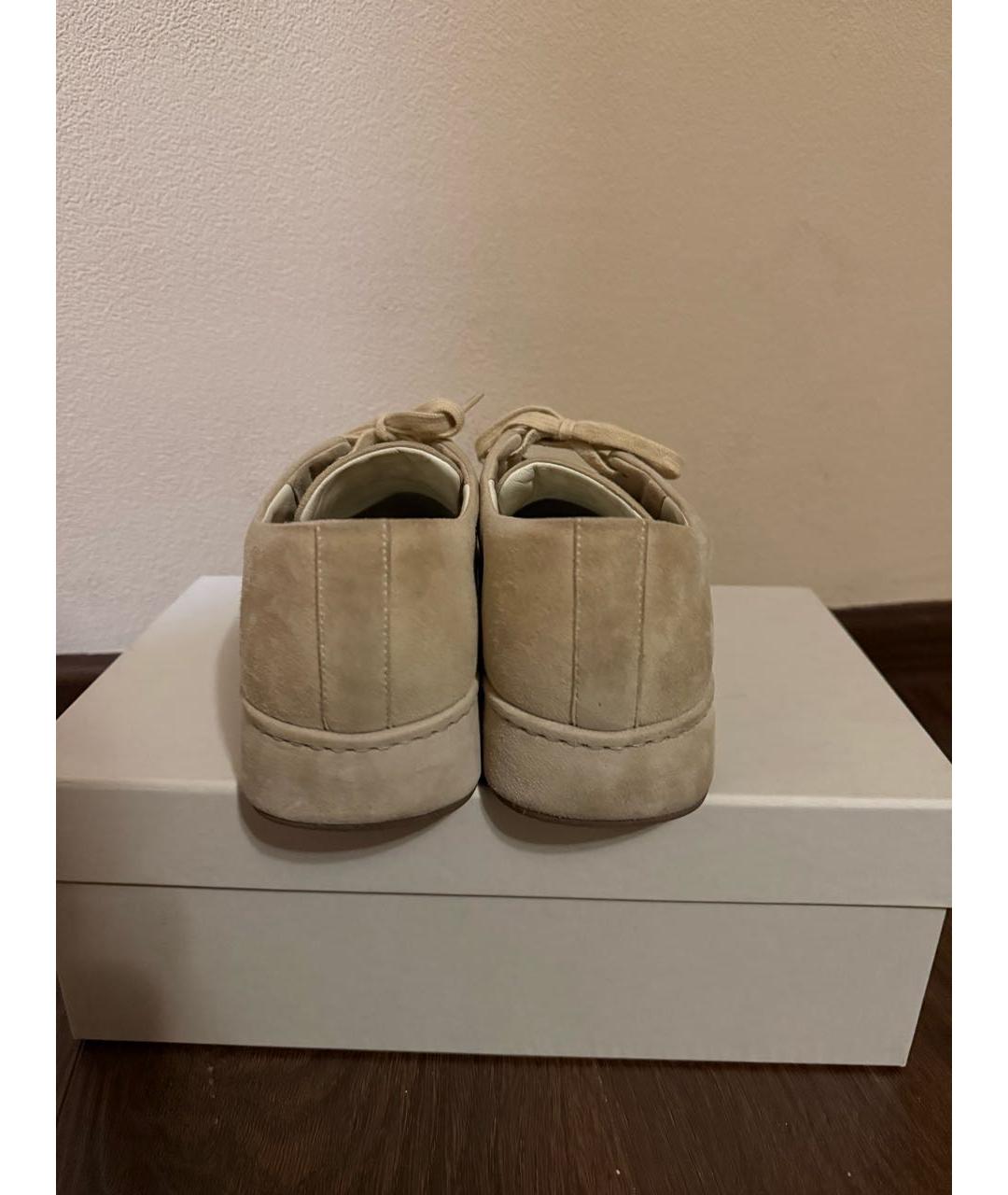 SANTONI Бежевые замшевые кеды, фото 4