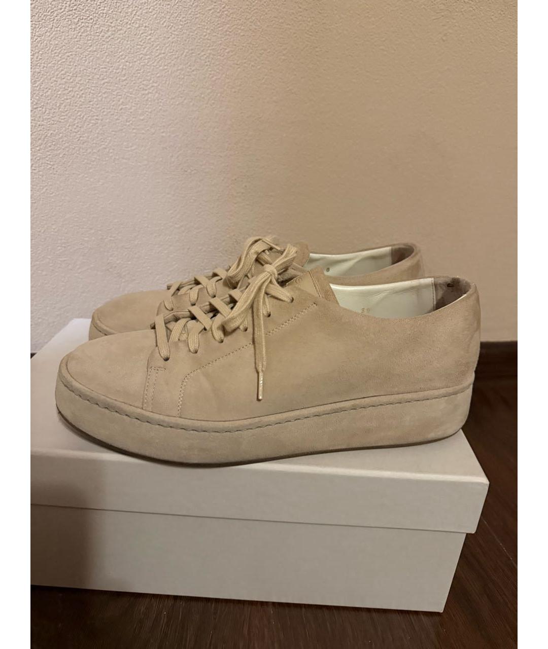 SANTONI Бежевые замшевые кеды, фото 5